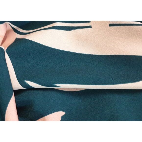 Emery Rose Womens Cold Shoulder Blouse L Gold Hooks Abstract Green & Peach Luxe - Picture 7 of 8